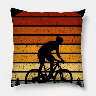 Vintage Sunset Mountain Biking Gift For Mountain Bikers Pillow