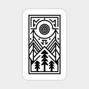 Spurce Trees Tribal Line Art (Black) Magnet