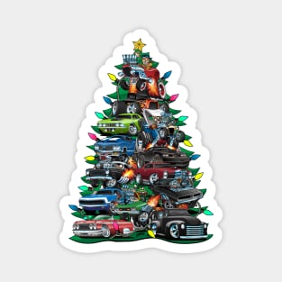 Car Madness Christmas Tree! Classic Muscle Cars and Hot Rods Magnet