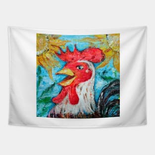 Happy Cheery Red Rooster Tapestry