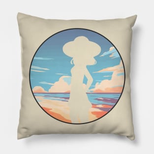 Beach Girl Silhouette Pillow