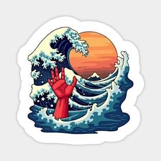 The Great Wave of Kanagawa Japanese Art Parody Magnet