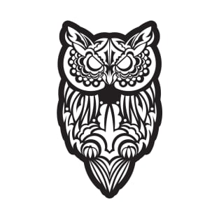 Black White Owl Fantasy Artsy Style T-Shirt