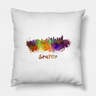 Seattle skyline in watercolor Pillow