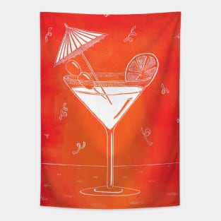 Cocktail Linocut in Orange Tapestry