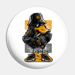 Dapper Duck Character Grey Orange Pin