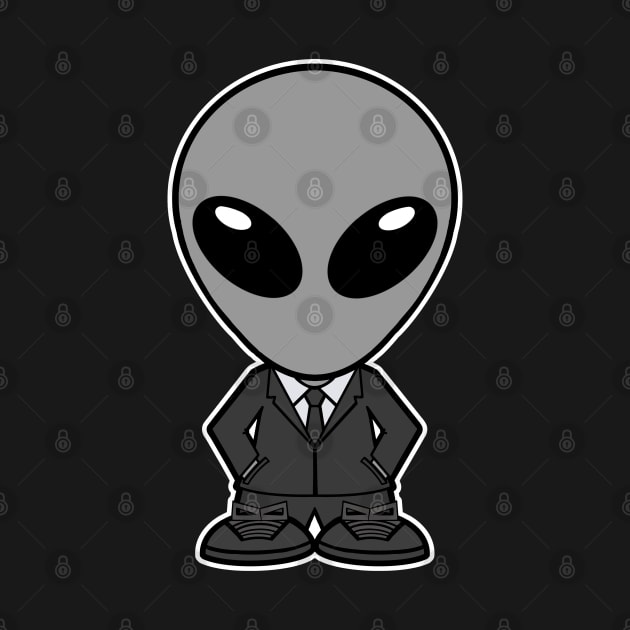 Gray Alien In Dark Business Suit by SpaceAlienTees