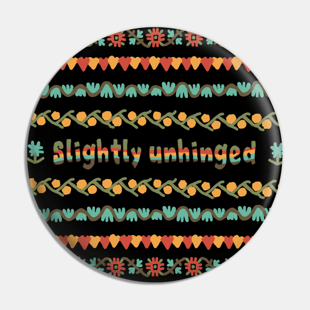 Slightly Unhinged Cross Stitch Pin by Slightly Unhinged