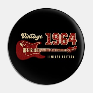 Vintage 1964 Birthday Guitar Lovers 59th Birthday Pin