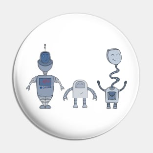 Three Adorable Robots Pin