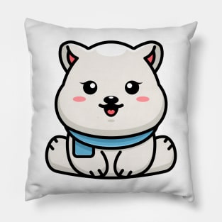 Cute baby polar bear sitting cartoon illustration Pillow