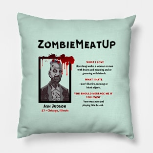 Love Beyond the Grave: Zombie Meat Up Dating Profile Pillow