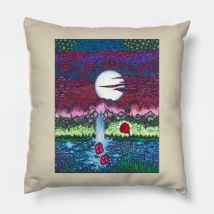 Moonlit Waterfall Pillow