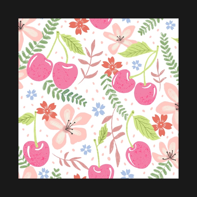 Cherry floral pattern by Papergrape