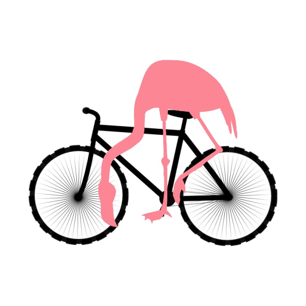 Funny Pink Flamingo Riding Bicycle by TammyWinandArt