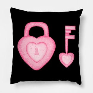 Heart of Padlock And Key Pillow