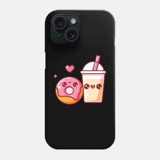 Kawaii Donut and Milkshake with a Heart | Cute Kawaii Gift for Couples Phone Case