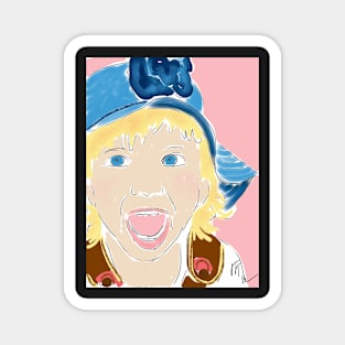 Happy Girl with Blond Hair and Blue Hat Magnet