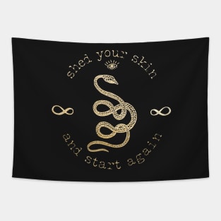 Shed Your Skin Gold Mystical Snake Life Quote Tapestry