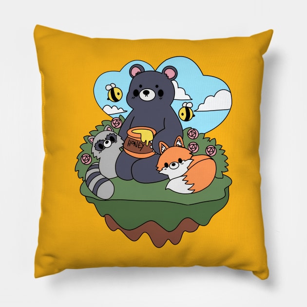 Black Bear Pillow by anipii