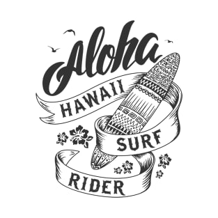 Aloha Hawaii Surf Rider - Black Text T-Shirt