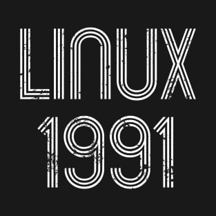 Linux 1991 - Cool Distressed Design for Free Software Geeks T-Shirt