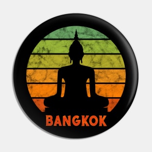 Bangkok Buddha Silhouette On A Rainbow Of Sunset Colors Pin