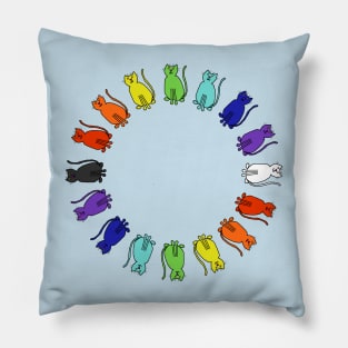 Cute Rainbow Cats Circle Pillow