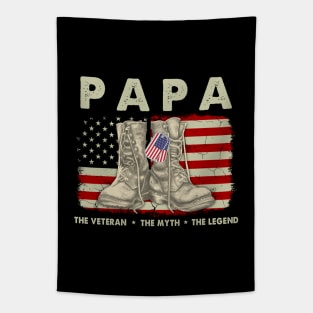 Papa The Veteran The Myth The Legend American Flag Tapestry