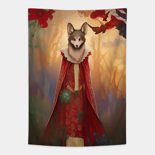 Cute Fairy tale Wolf Tapestry by ZiolaRosa