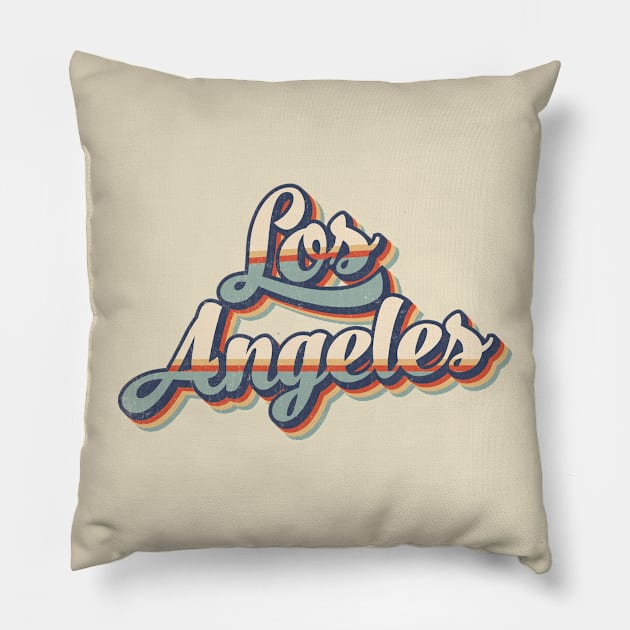 Los Angeles // Retro Vintage Style Pillow by Stacy Peters Art