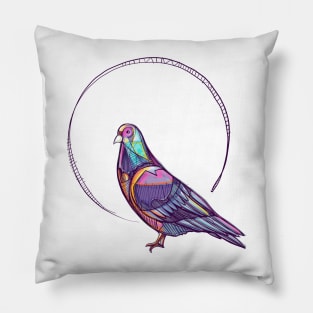 Pigeon ink digital vector illustration Pillow