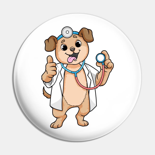 Dog as a Doctor with a Stetoskophe Pin by Markus Schnabel