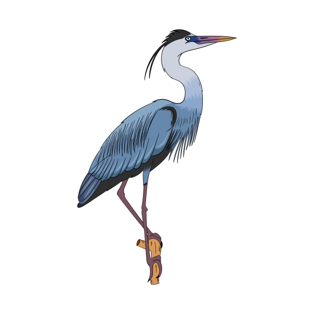 Great blue heron cartoon illustration. by Cartoons of fun