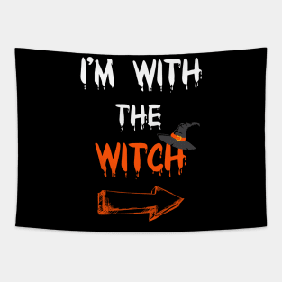 Halloween Shirts For Men I'm With The Witch Funny Halloween T-Shirt Tapestry