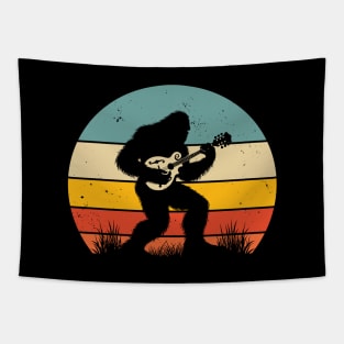 Bigfoot Sasquatch Playing Mandolin Vintage Music Lover Tapestry