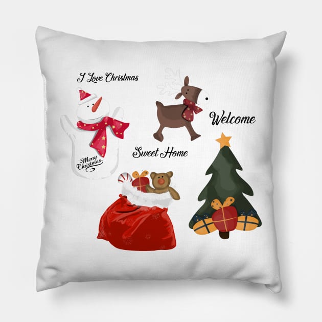 Christmas decoration two Pillow by Crazyartsale