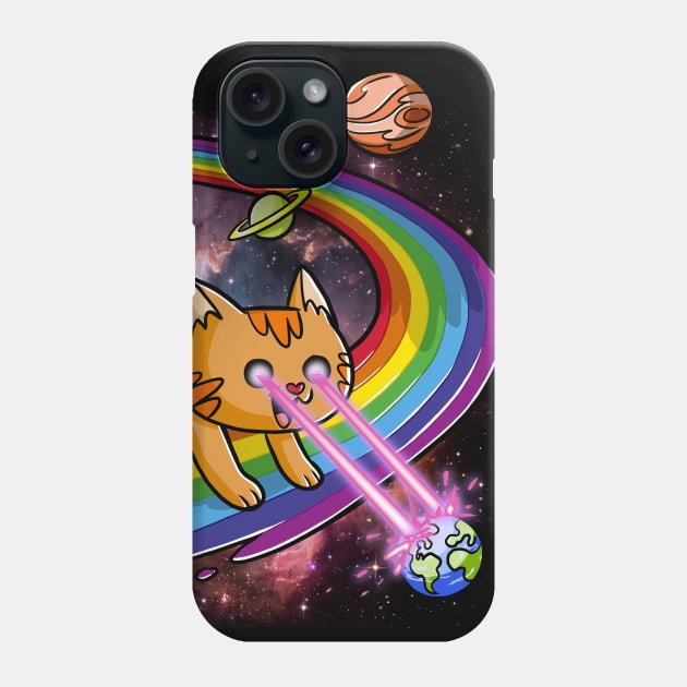 Cute Space Cat Eye Lasers and Rainbow Farts Phone Case by Juandamurai