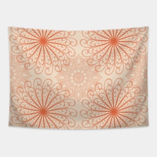 Bright Orange Abstract Mandala Pattern Tapestry