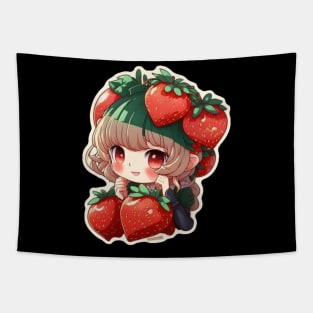 Strawberry Anime Girl Tapestry