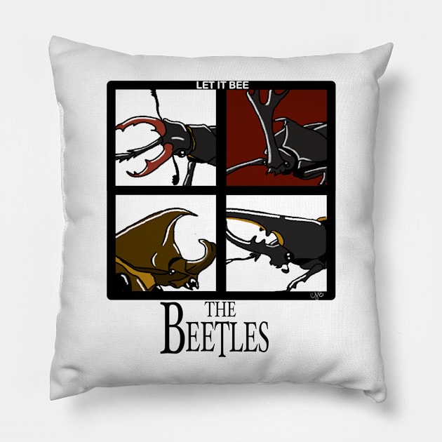 The Beetles Pillow by Inktopodes