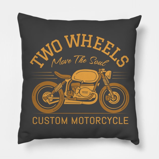 Two wheels motorcycle retro design Pillow by noorshine