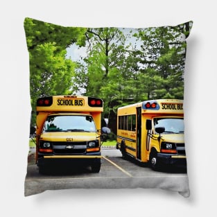 Teachers - Two Yellow School Buses Pillow