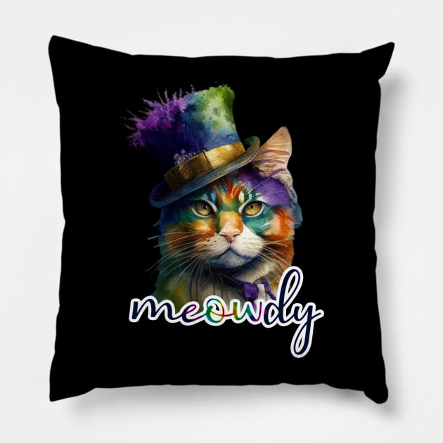 Meowdy Funny Bougie Cat Howdy Meow Mashup, Cat Mom Gifts, Cat Lady, Christmas 2023, Mothers Day 2024 Pillow by sarcasmandadulting