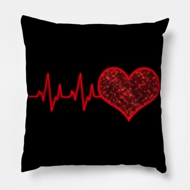 Cosmic heart pulse Pillow by MariaBg