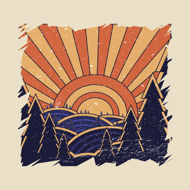 70s Retro Landscape - Retro - T-Shirt | TeePublic