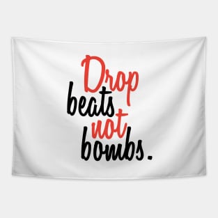 Drop Beats Not Bombs Black-Red Tapestry