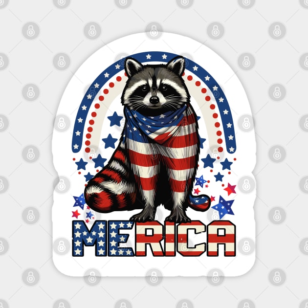 Raccoon Merica Magnet by JessArty