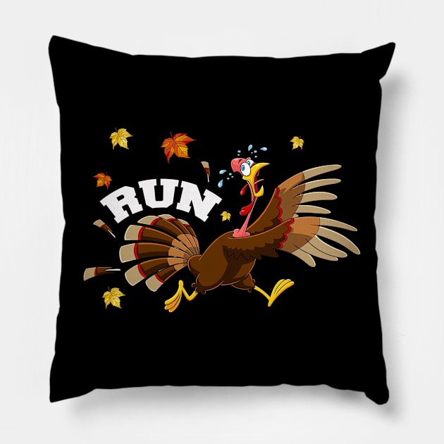 Turkey Run Costume Thanksgiving Running Turkey Trot Pillow by wfmacawrub