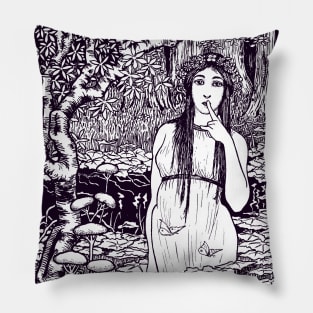 Woman in a Magical Forest (for dark clothing) Pillow